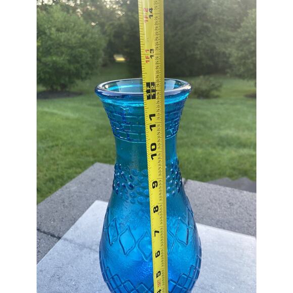 Vintage Vimax Aqua Blue Glass Vase Made In Italy 13” Tall With Original Sticker - Picture 6 of 10